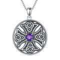 wholesale 925 Sterling Silver Purple Amethyst Celtic Knot Pendant Necklace for Women-0-0