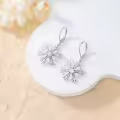 TOUPOP 925 Sterling Silver Lotus Cherry Blossoms Sunflower Snowflake Daisy Rose Earrings Floral Jewelry-0-3