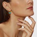 wholesale 925 Sterling Silver Round Genuine Turquoise Drop Earrings for Women-0-5