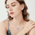 wholesale 925 Sterling Silver Blue Crystal Butterfly Pendant Necklace for Women Gifts for Her Valentines Day Jewelry-0-1