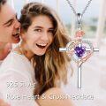 wholesale Sterling Silver Birthstones Rose Cross Heart Crucifix Pendant Necklace for Women-0-19
