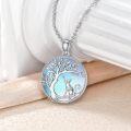 wholesale 925 Sterling Silver Moonstone Tree of Life Cat Pendant Necklace for Women Mom Wife Cat Lover-0-3