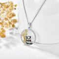 wholesale 925 Sterling Silver Cat & Panda Charm Circle Pendant Necklace for Women's Gifts-0-2