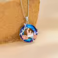 TOUPOP Sterling Silver Crystal Rose Sunflower Reading Circle Pendant Necklace-0-3
