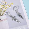 wholesale 925 Sterling Silver Gothic Sword Drop Earrings with Blue Stone and Evil Eye Detail-0-4