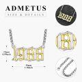 wholesale  Sterling Silver Birth Year Number Pendant Necklace 1988 2000 w 22 +2 Rolo Chain Jewelry Gift -0-17
