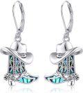 wholesale 925 Sterling Silver Abalone Shell Cowboy Boots Leverback Earrings for Women Western Style Jewelry 4cm Long-0-0