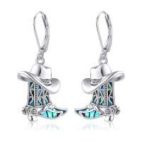 wholesale 925 Sterling Silver Cowboy Boot Earrings-boot