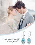 wholesale 925 Sterling Silver Turquoise & Abalone Shell Teardrop Filigree Dangle Earrings Gift for Mom Wife Girlfriend-0-2