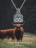 wholesale 925 Sterling Silver Turquoise Pendant Necklace Vintage Floral Filigree Oxidized Finish Chain-0-3