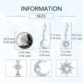 wholesale 925 Sterling Silver Moon & Sun Dangle Earrings with Gemstone s for Women-0-2