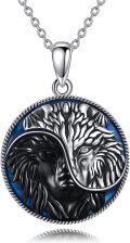 wholesale 925 Sterling Silver Yin Yang Tree of Life Pendant Necklace Blue Enamel Wolf s for Women and Men-0-0