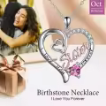 TOUPOP Sterling Silver & Birthstone I Love You Forever Sister Pendant Gift-0-3