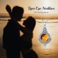 wholesale 925 Sterling Silver Tiger Eye Gemstone Pendant Necklace - Round Shape Bohemian Style  for Her-0-4