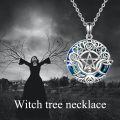 wholesale 925 Sterling Silver Blue Opal Triple Moon Goddess Pentagram Pendant Necklace-0-4