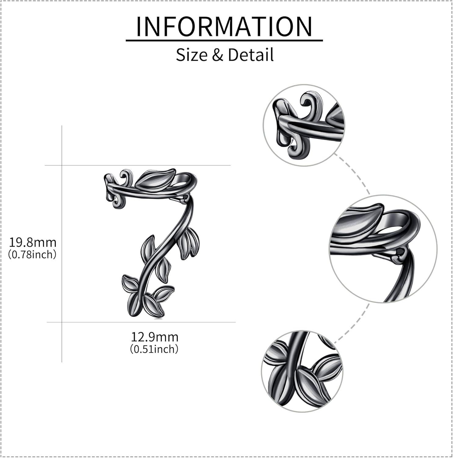 wholesale 925 Sterling Silver Leaf Ear Cuff Earrings Non-Piercing Clip-On Cartilage s for Women-0-4