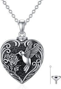 wholesale TOUPOP Hummingbird Urn Necklace For Ashes 925 Sterling Silver Heart Cremation Jewelry Keepsake Pendant With Funnel Filler Memorial Christmas Gifts For Women Mom Wife -undefined