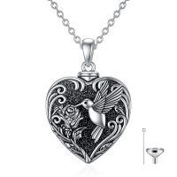 TOUPOP 925 Sterling Silver Hummingbird Urn Heart Cremation Jewelry Pendant-undefined