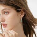 wholesale 925 Sterling Silver Green Crystal Clover Heart Drop Earrings 4å¶èçå½ä¹æ åå è³ç¯-0-4