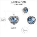 wholesale 925 Sterling Silver Blue Crystal Heart Sunflower Locket Necklace for Women-0-3