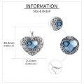 wholesale 925 Sterling Silver Heart Photo Locket Necklace With Blue Stone-0-3