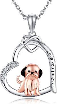 wholesale 925 Sterling Silver Love You Forever Dog Pendant Necklaces for Women Girls  (French Bulldog)-Shih Tzu necklace