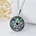 wholesale 925 Sterling Silver Pentagram Mushroom Abalone Shell Oval Pendant Necklace For Women-0-1