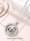 wholesale 925 Sterling Silver Panda Bamboo Tree Pendant Necklace for Women-0-5