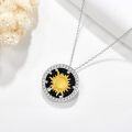 wholesale  925 Sterling Silver Blue Sandstone & Zirconia Sun Necklace, Hypoallergenic Gift for Women Men-0-3