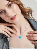 wholesale 925 Sterling Silver Turquoise Oval Stone Pendant Necklace for Women Fine s for Mom Wife Friends-0-1