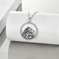 wholesale 925 Sterling Silver Wolf Head Circle Rope Chain Pendant Necklace s for Women-0-2