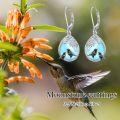wholesale 925 Sterling Silver Blue Agate Birds Teardrop Dangle Earrings-0-1