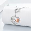 wholesale 925 Sterling Silver Heart Wolf & Girl Face Lariat Necklace for Women Teens Girls -0-3