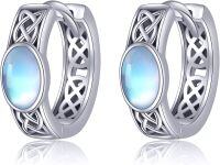 wholesale 925 Sterling Silver Moonstone Celtic Knot Huggie Hoop Earrings-Moonstone Celtic Knot
