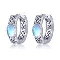 wholesale 925 Sterling Silver Moonstone Celtic Knot Hoop Earrings Oxidized Silver Finish-0-0