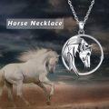 wholesale 925 Sterling Silver Origami Horse Head Circle Pendant Necklaces - Mothers Day Gift for Her-0-4