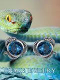 wholesale 925 Sterling Silver Snake Blue Crystal Stud Earrings - Animal  for Her-0-3
