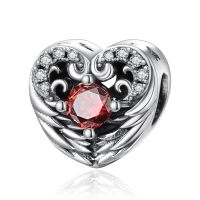 wholesale 925 Sterling Silver Stone Angel Wing Charm Bracelet Jewelry Gift for Women-07 Jul - Ruby