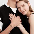 wholesale 925 Sterling Silver Sun Moon Yin Yang Matching Couple Black Leather Bracelets Set-0-2