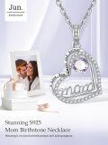wholesale 925 Sterling Silver Heart Mom Pendant Necklace With Pink Cubic Zirconia For Women-0-6