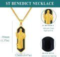 wholesale 925 Sterling Silver Gold Plated Saint Michael Pendant with Black Onyx Stone Chain for Men Women  24 Length-0-5