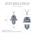 TOUPOP Sterling Silver Abalone Shell Evil Eye Star of David Cross Lotus Witch Knot Key Hamsa Hand Necklace-0-4