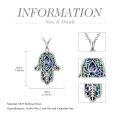 TOUPOP Sterling Silver Abalone Shell Evil Eye Star of David Cross Lotus Witch Knot Key Hamsa Hand Necklace-0-4
