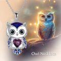 wholesale 925 Sterling Silver White Gold Plated Owl Necklace with Magic Stone for Women & Men, Wisdom Jewelry Gift-0-5