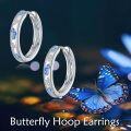wholesale 925 Sterling Silver Blue Crystal Butterfly Huggie Hoop Earrings for Women-0-1