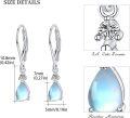 wholesale 925 Sterling Silver Teardrop Moonstone & Turquoise CZ Leverback Drop Earrings-0-5