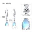 wholesale 925 Sterling Silver Teardrop Moonstone & Turquoise CZ Leverback Drop Earrings-0-5