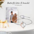 wholesale TOUPOP Rose Heart Bracelet For Women Sterling Silver Butterfly Initial E Letter Link Bracelet Anniversary Birthday Christmas Jewelry Gifts For Her Wife Girlfriend, Large -0-2