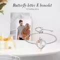 TOUPOP Sterling Silver Rose Heart Butterfly Initial E Letter Link Bracelet Jewelry Gift-0-2