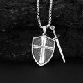 wholesale 925 Sterling Silver  Knight's Templar Cross and Sword Pendant Necklace  with Chain-0-4